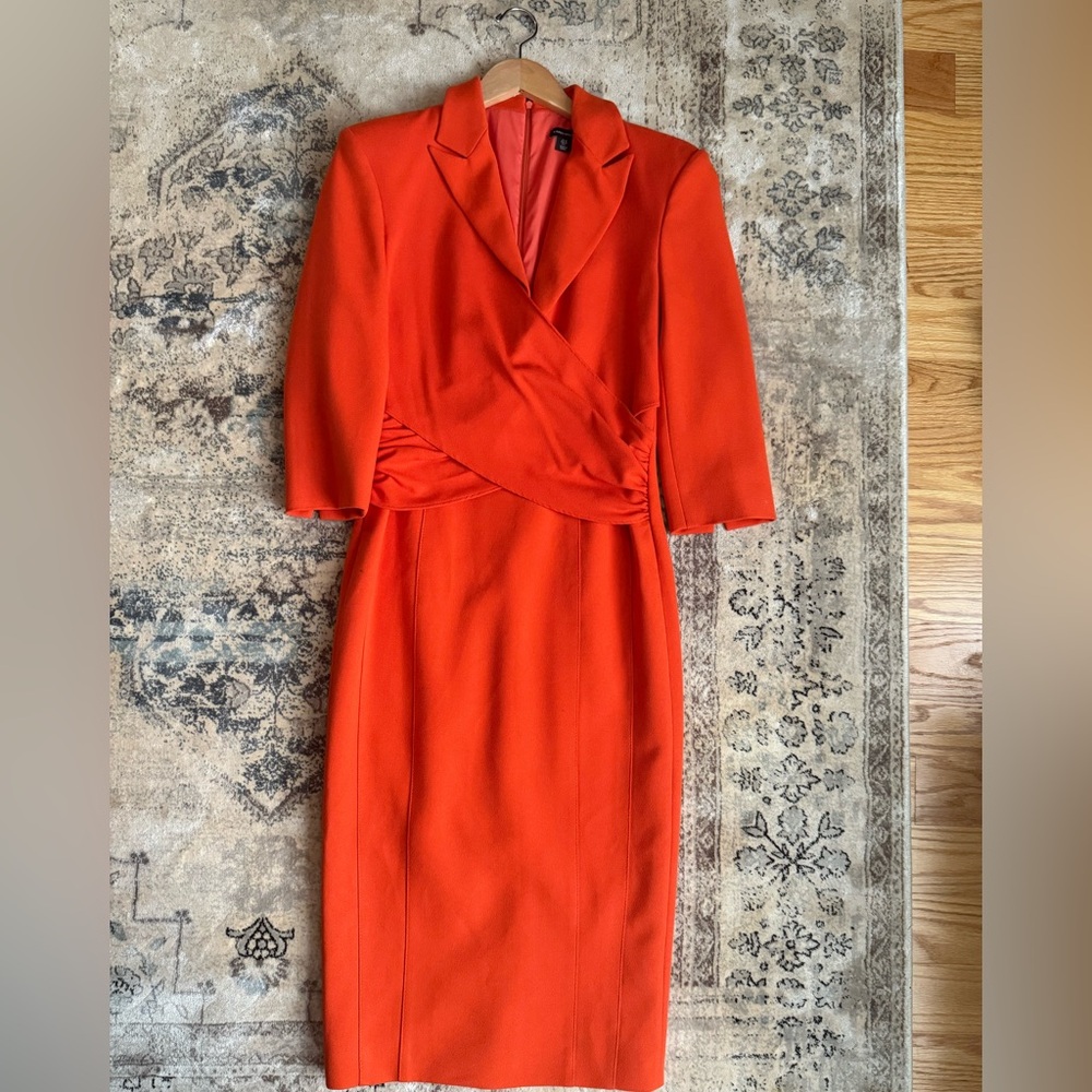 Karen Millen Crepe Wrap Waist Pencil Midi Dress